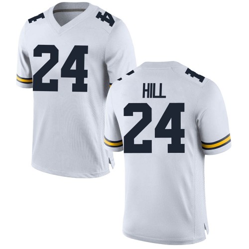Lavert Hill Michigan Wolverines Men's NCAA #24 White Replica Brand Jordan College Stitched Football Jersey VHW3054DL